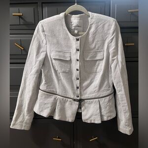 CAbi Zip Grid Peplum Jacket Size 8